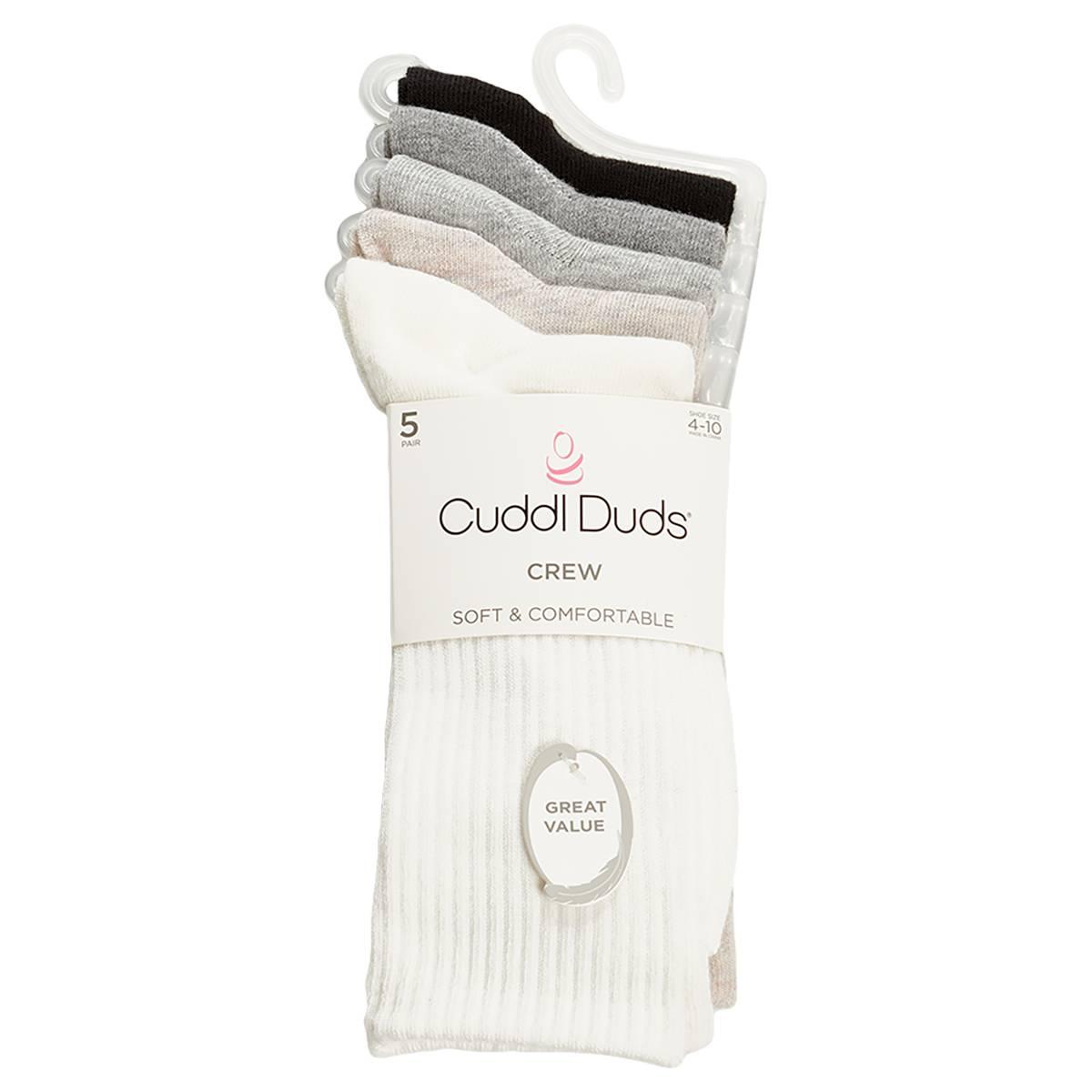 Womens Cuddl Duds(R) 5pk. Rib Crew Socks