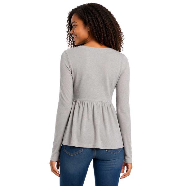 Juniors Madden Girl Long Sleeve Rib Henley Babydoll Top