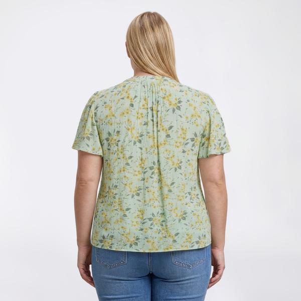 Plus Size Napa Valley Short Sleeve Ditsy Floral Clip Dot Blouse