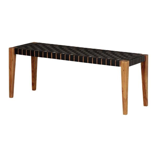 South Shore Balka Woven Matte Black Leather Bench - image 