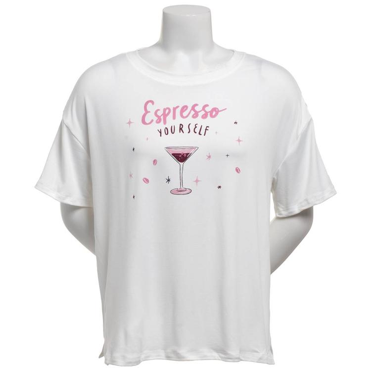 Womens Jaclyn Drop Shoulder Espresso Yourself Screened Pajama Top