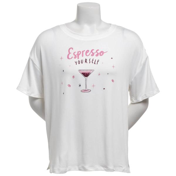 Womens Jaclyn Drop Shoulder Espresso Yourself Screened Pajama Tee