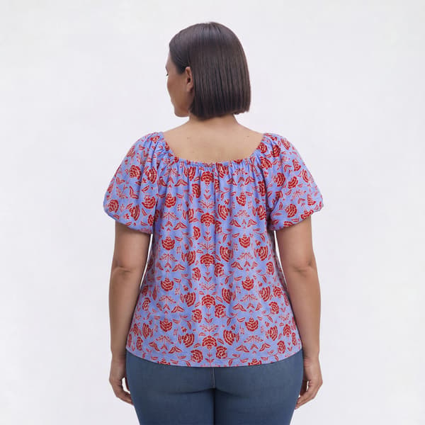Plus Size Absolutely Famous Floral Ruffle Neck Blouse