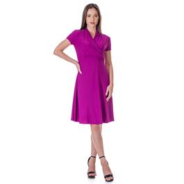 Womens 24/7 Comfort Apparel Knee Length Ruched Wrap Dress
