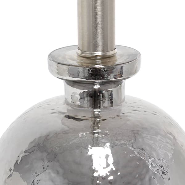 Lalia Home Metallic Grey Hammer Linen Shade Glass Jar Table Lamp