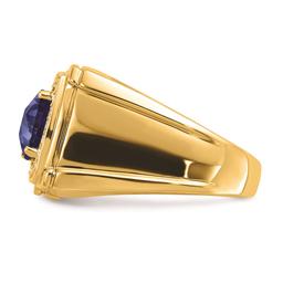 Mens Pure Fire 14kt. Gold Lab Grown Diamond & Sapphire Ring