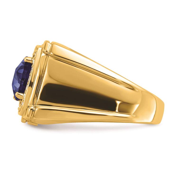 Mens Pure Fire 14kt. Gold Lab Grown Diamond & Sapphire Ring