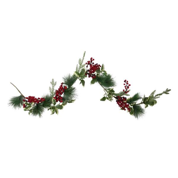 Northlight Seasonal 5ft. Holly & Pine Christmas Garland - image 