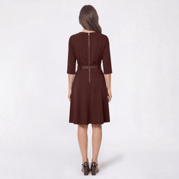 Womens Harper 241 3/4 Sleeve Zip Back Belted Crepe Sheath Dress