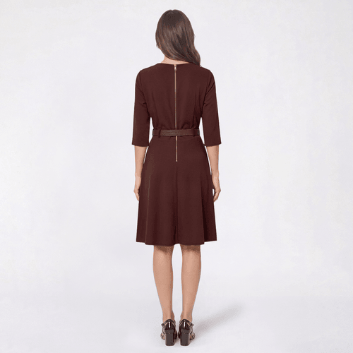 Womens Harper 241 3/4 Sleeve Zip Back Belted Crepe Sheath Dress