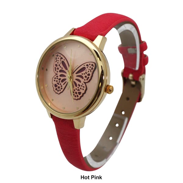 Womens Olivia Pratt™ Faux Leather Butterfly Face Watch - A916767