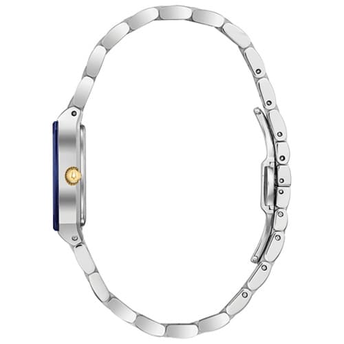 Womens Bulova Quadra Blue Dial Bracelet Watch - 98P177