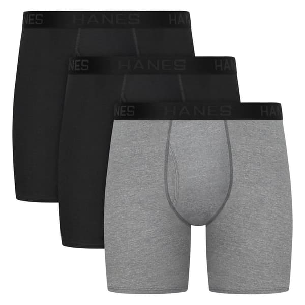 Mens Big & Tall Hanes Ultimate® Boxer Briefs - Black/Grey
