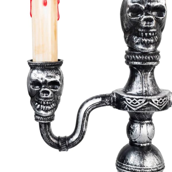 Northlight Seasonal 13.75in. Silver Skull Halloween Candelabra