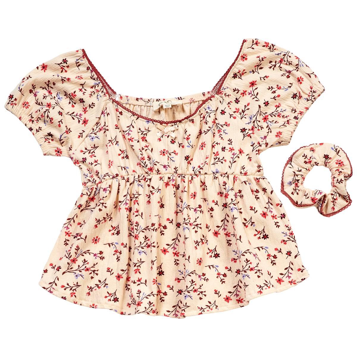 Girls (7-16) Jessica Simpson Short Sleeve Floral Babydoll Top