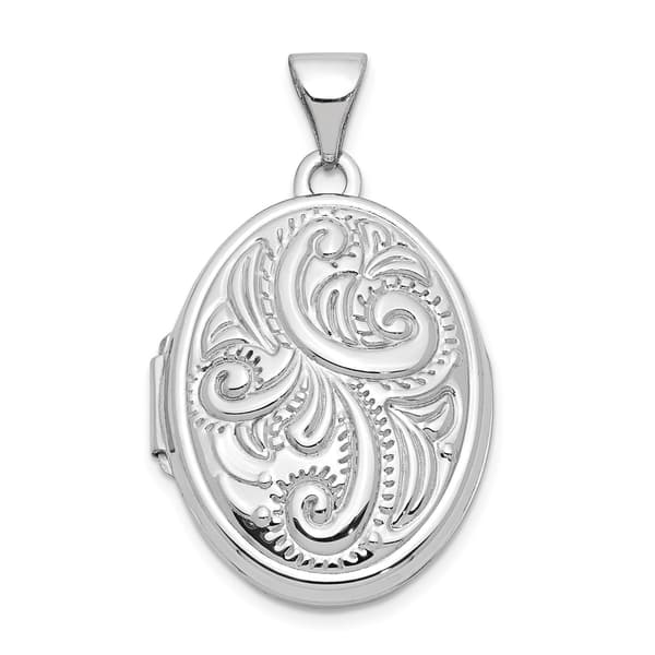 Gold Classics&#40;tm&#41; 14kt. White Gold Domed Oval Locket - image 