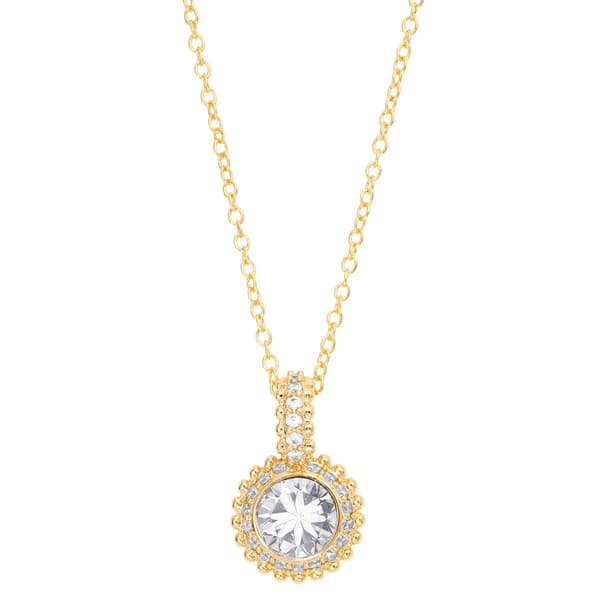 Athra 14kt. Gold over Brass & Round Crystal Pendant Necklace - image 
