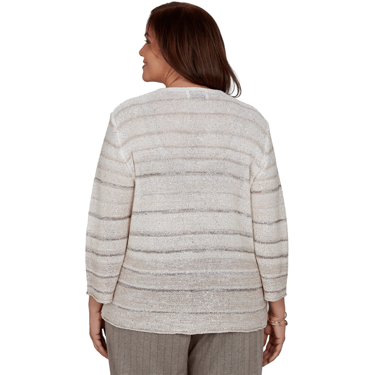 Plus Size Alfred Dunner Regent Street Sequin Stripe Sweater
