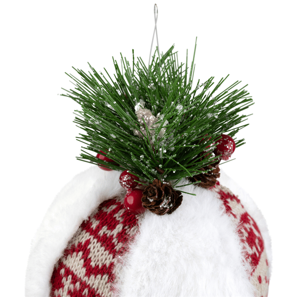 Northlight Faux Fur & Nordic Christmas Ball Ornament - 8in.