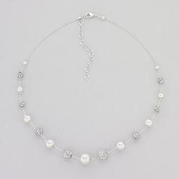 Rosa Rhinestones Pearl Station Rhinestone Necklace