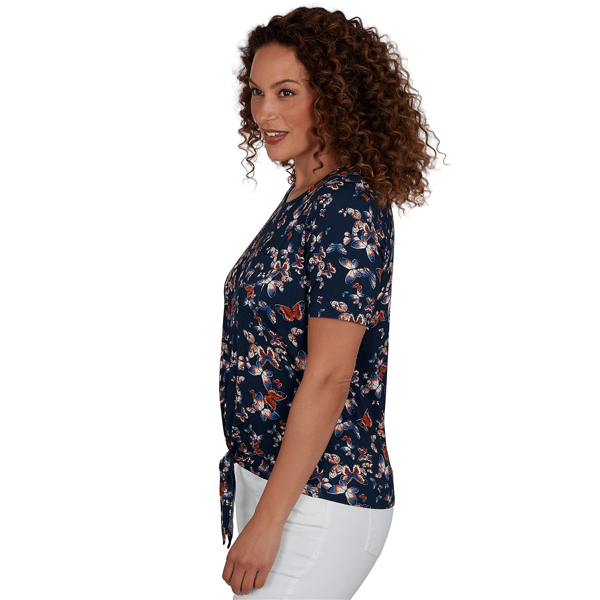 Petite Emaline Key Items Short Sleeve Tie Hem Butterfly Blouse