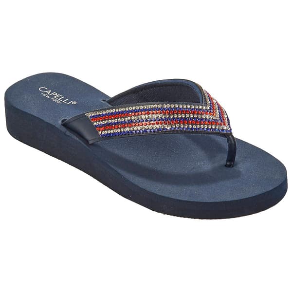 Womens Capelli New York Americana Glitter Flip Flops - image 