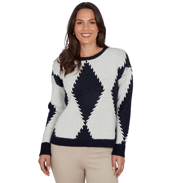 Plus Size Skyes the Limit Urban Heirloom Corded Argyle Sweater - image 
