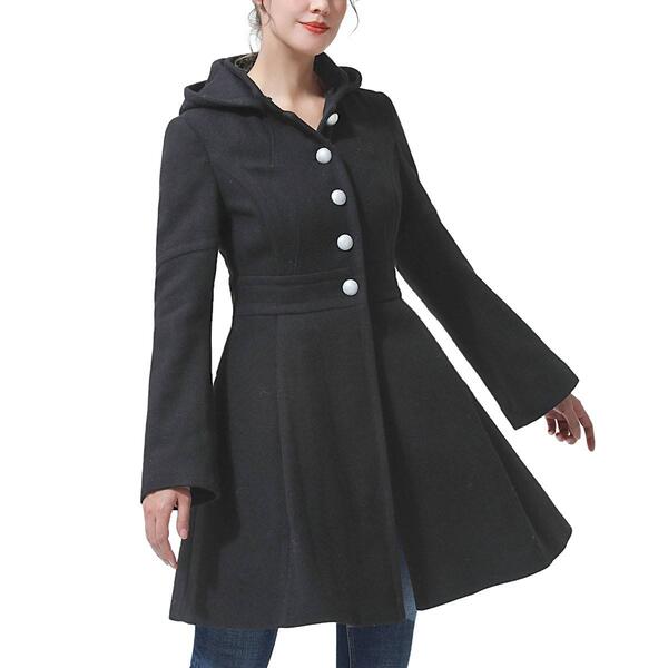 Womens BGSD Fit & Flare Hooded Wool Coat - image 