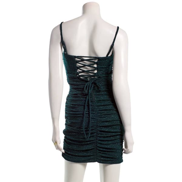 Juniors Emerald Sundae Glitter Knit Lace Up Back Sheath Dress