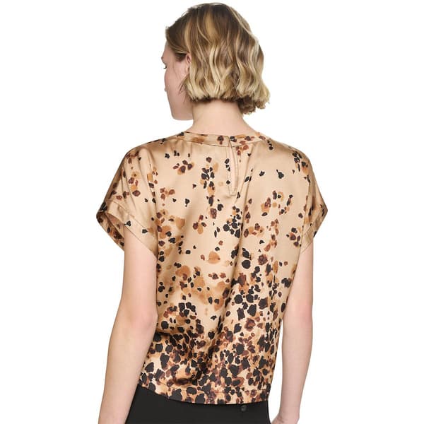 Womens DKNY Short Roll Cuff Sleeve Ombre Animal Blouse