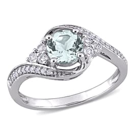 Gemstones Classics&#40;tm&#41; 10kt. White Gold Aquamarine Engagement Ring