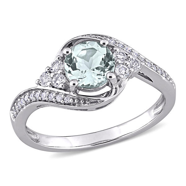 Gemstones Classics&#40;tm&#41; 10kt. White Gold Aquamarine Engagement Ring - image 