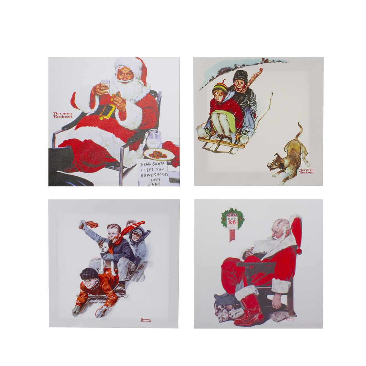 Northlight 4pc. Norman Rockwell Classic Christmas Scene Prints