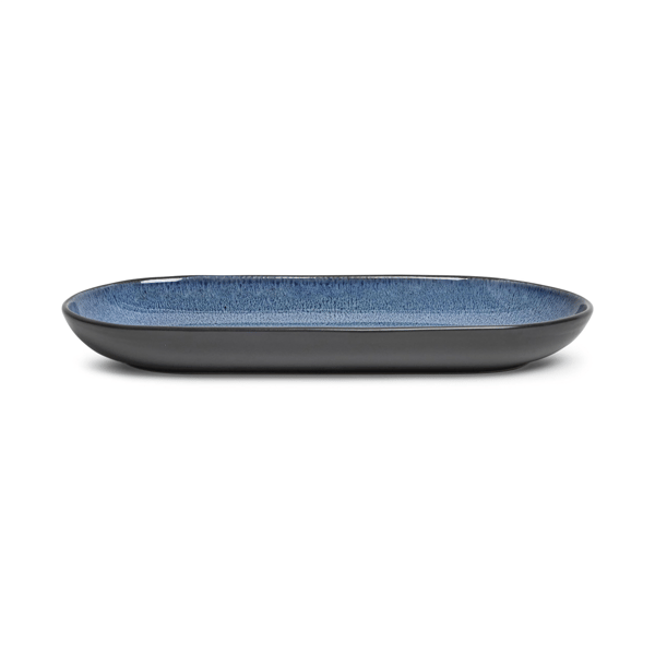 Sango Resona Blue/Black Large Ceramic Serving Platters - Set of 2