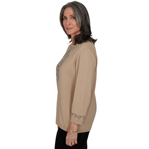 Petite Alfred Dunner Travel Advisory Beaded Scroll Sweater