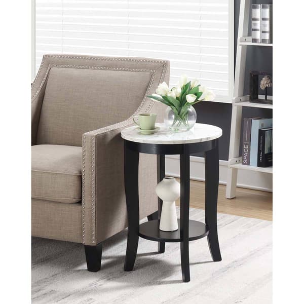 Convenience Concepts American Heritage Marble Round End Table - image 