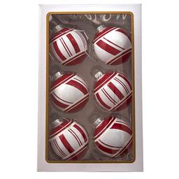 Kurt S. Adler 6pc. Red & White Glass Ball Ornaments Set
