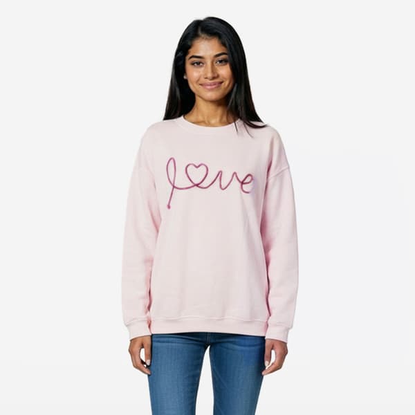 Juniors No Comment Soutache Love Applique Sweatshirt - image 