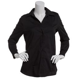 Womens Zac & Rachel Long Sleeve Solid Waitress Button Down
