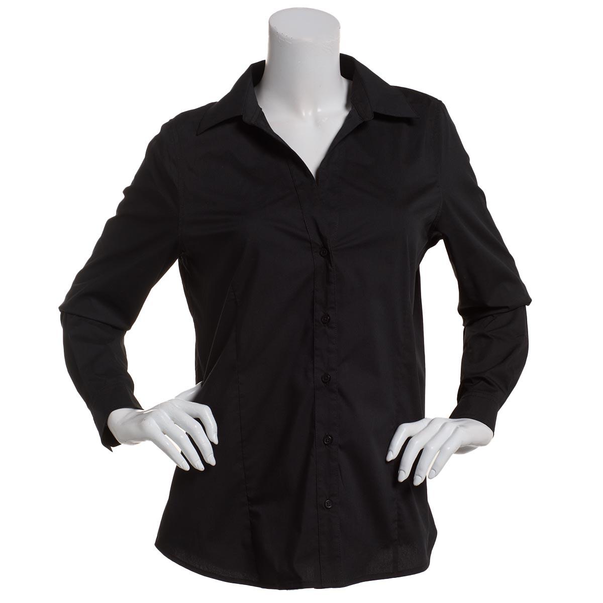 Womens Zac & Rachel Long Sleeve Solid Waitress Button Down