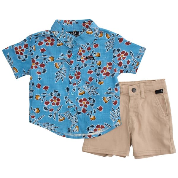 Baby Boy &#40;12-24M&#41; Volcom Tropical Flower Top & Shorts Set - image 