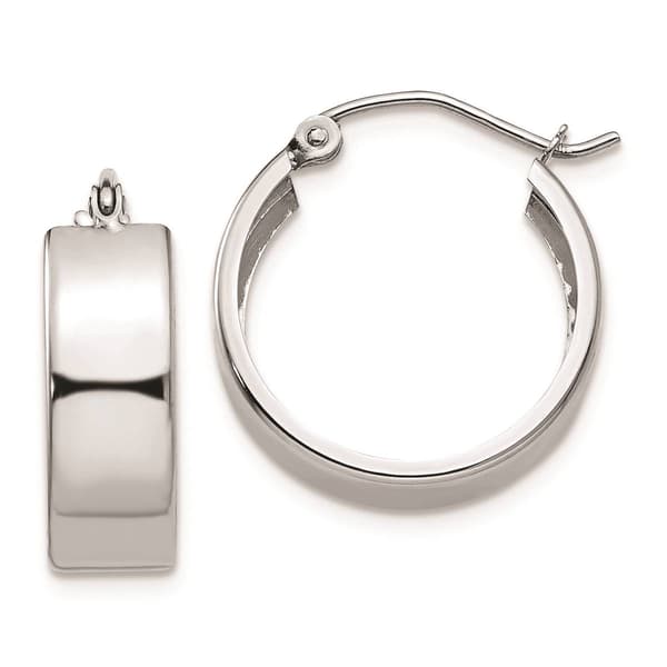 Gold Classics&#40;tm&#41; 14kt. White Gold 13x5.5mm Hoop Earrings - image 