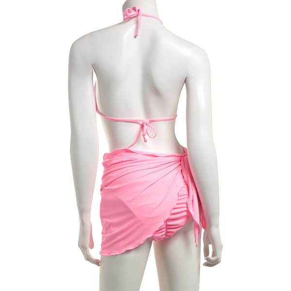 Juniors Mykonos Blue 3pc. Pink Swim Set with Sarong