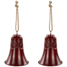 Northlight 2pc. Embossed Burgundy Christmas Bell Ornaments
