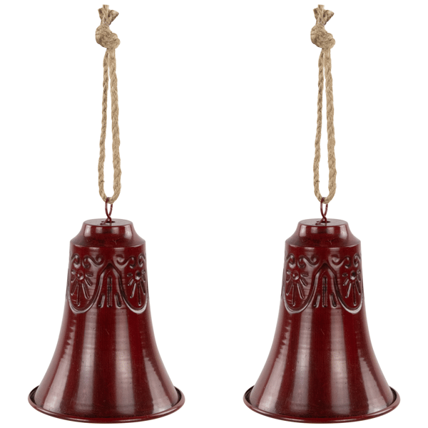 Northlight 2pc. Embossed Burgundy Christmas Bell Ornaments