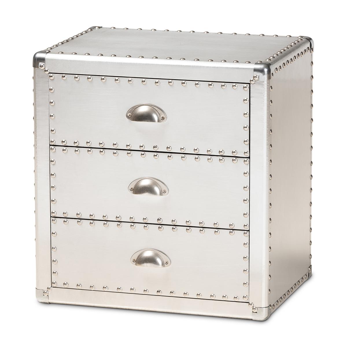 Baxton Studio Armel Industrial 3 Drawer Nightstand