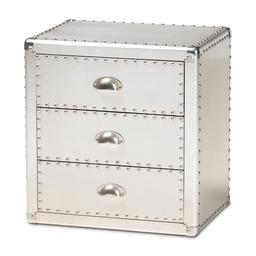 Baxton Studio Armel Industrial 3 Drawer Nightstand