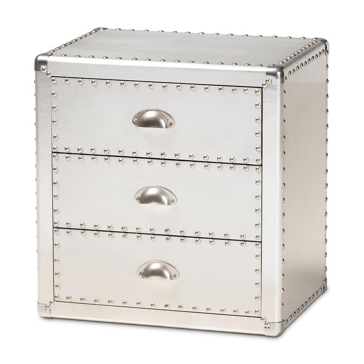 Baxton Studio Armel Industrial 3 Drawer Nightstand