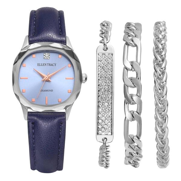 Womens Ellen Tracy Diamond Dial Watch & Crystal Set - ETS0004SL - image 