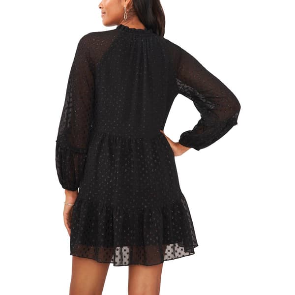 Womens MSK 3/4 Sleeve Dot Tiered A-Line Dress